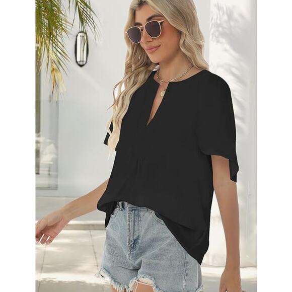 SIZE 2XL Womens Blouse Oversized Flutter Sleeve V Neck 100% Polyester - Picture 7 of 7